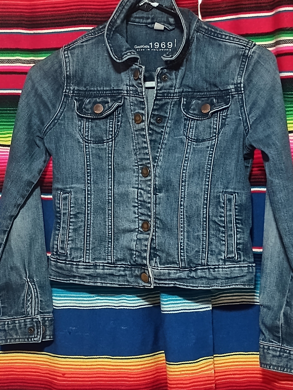 1969 GAP Kids Medium Wash Blue Denim Jacket Large